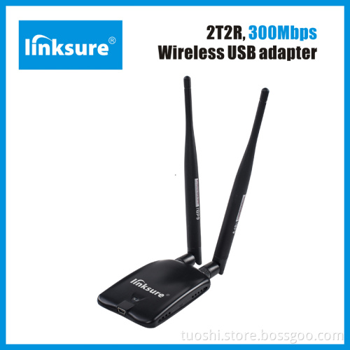 300Mbps indoor portable wifi usb adapter dual 6dBi detachable omni direction antenna